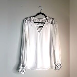 Karl Lagerfeld white embroidered blouse size large